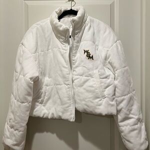 NWOT W&M William and Mary Corduroy Puffer Cropped Jacket Long Sleeves Collegiate